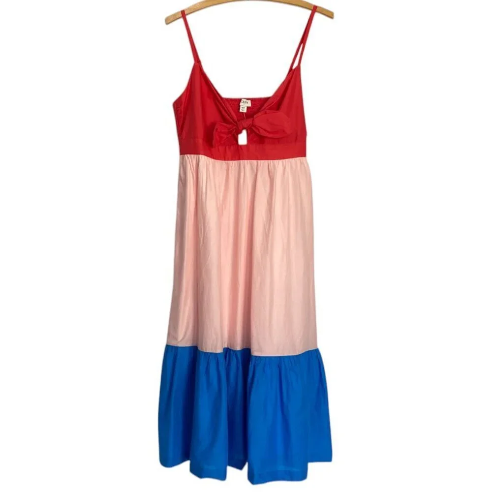 J.Crew Colorblock tie-front cutout midi dress